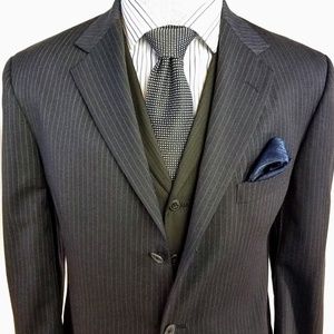 Tommy Hilfiger Navy Pinstripe Wool Blazer 42L
